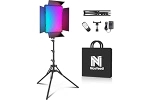 NiceVeedi 40W RGB Photography Lighting with 20 Effects, 360° Full Color/2700-6500K Studio Lights with Remote & Display, Lighting for Video Recording/Photography/Streaming/YouTube/TikTok/Content Creat