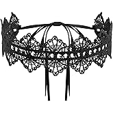 Sacina Gothic Black White Lace Victorian Choker, Goth Necklace, Vintage Necklace, Christmas Jewelry Gift
