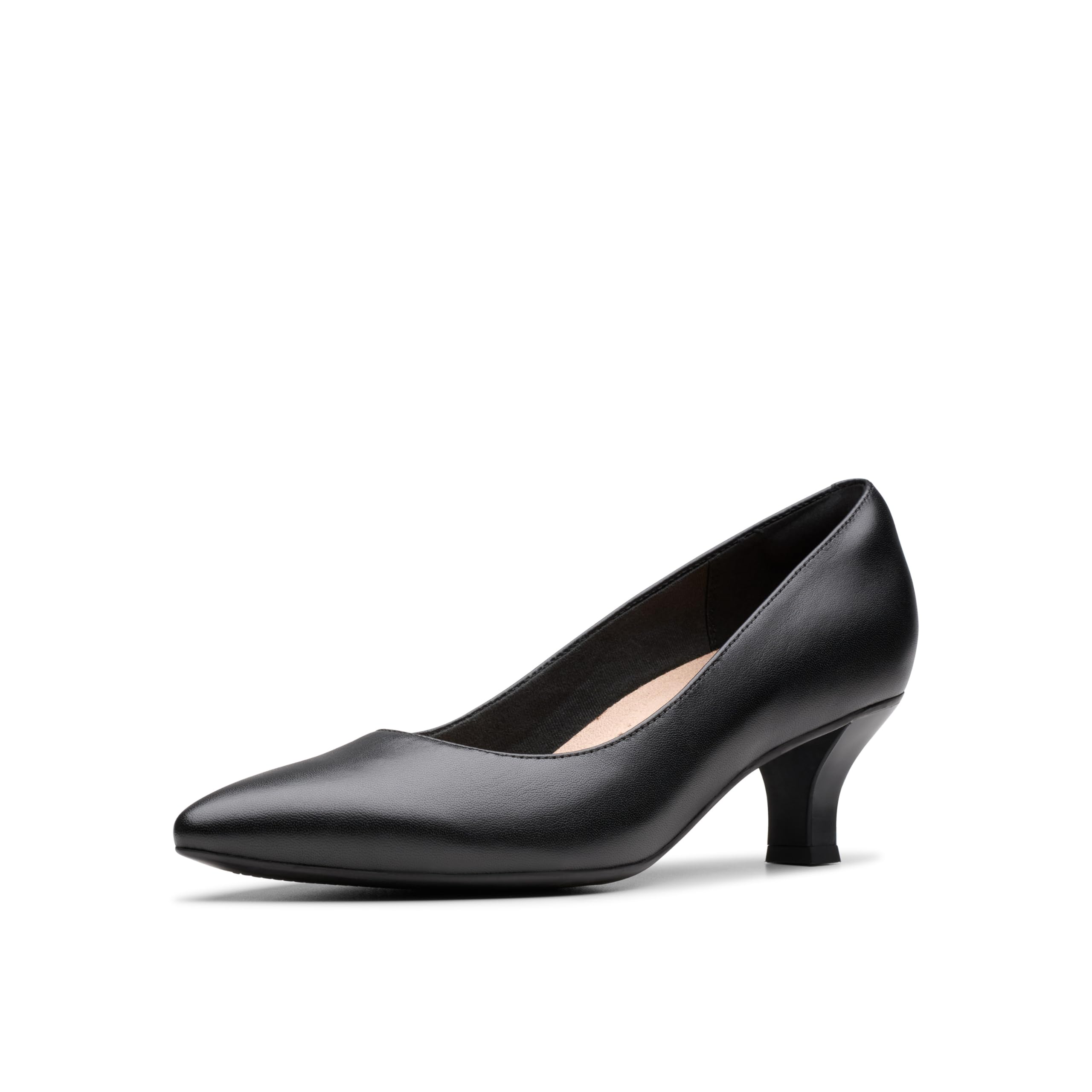 Clarks Women’s Kepley Vine Pump, Black Leather, 7.5 Wide
