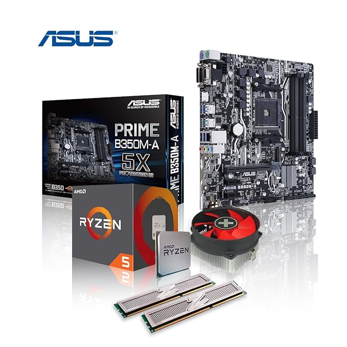 Memory PC Aufrüst-Kit Bundle AMD Ryzen 5 1600X 6X 3.6 GHz, 8 GB DDR4, ASUS Prime B350M-A, komplett fertig montiert