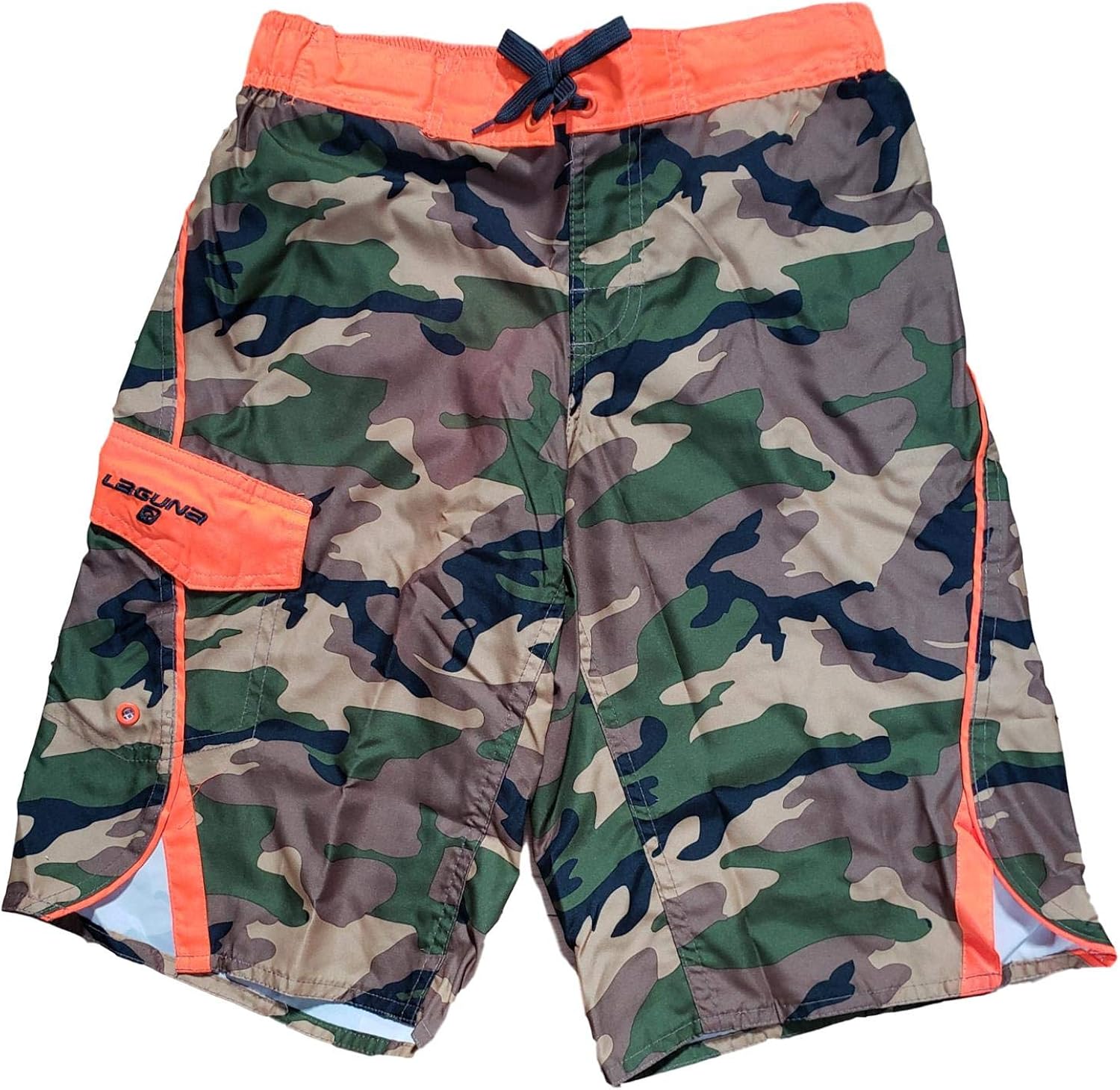 neon orange swim shorts