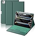 Hamile for iPad Pro 11-inch Case with Keyboard (M4) - Magnetic Wireless Detachable Keyboard with Multi-Touch Trackpad 7 Colors Backlit Stain Proof Folio Cover for iPad Pro 11 Inch 2024 - Pine Green