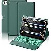 Hamile for iPad Pro 11-inch Case with Keyboard (M5/M4) - Magnetic Wireless Detachable Keyboard with Multi-Touch Trackpad 7 Colors Backlit Stain Proof Folio Cover for Pro 11 Inch 2025 2024 - Pine Green