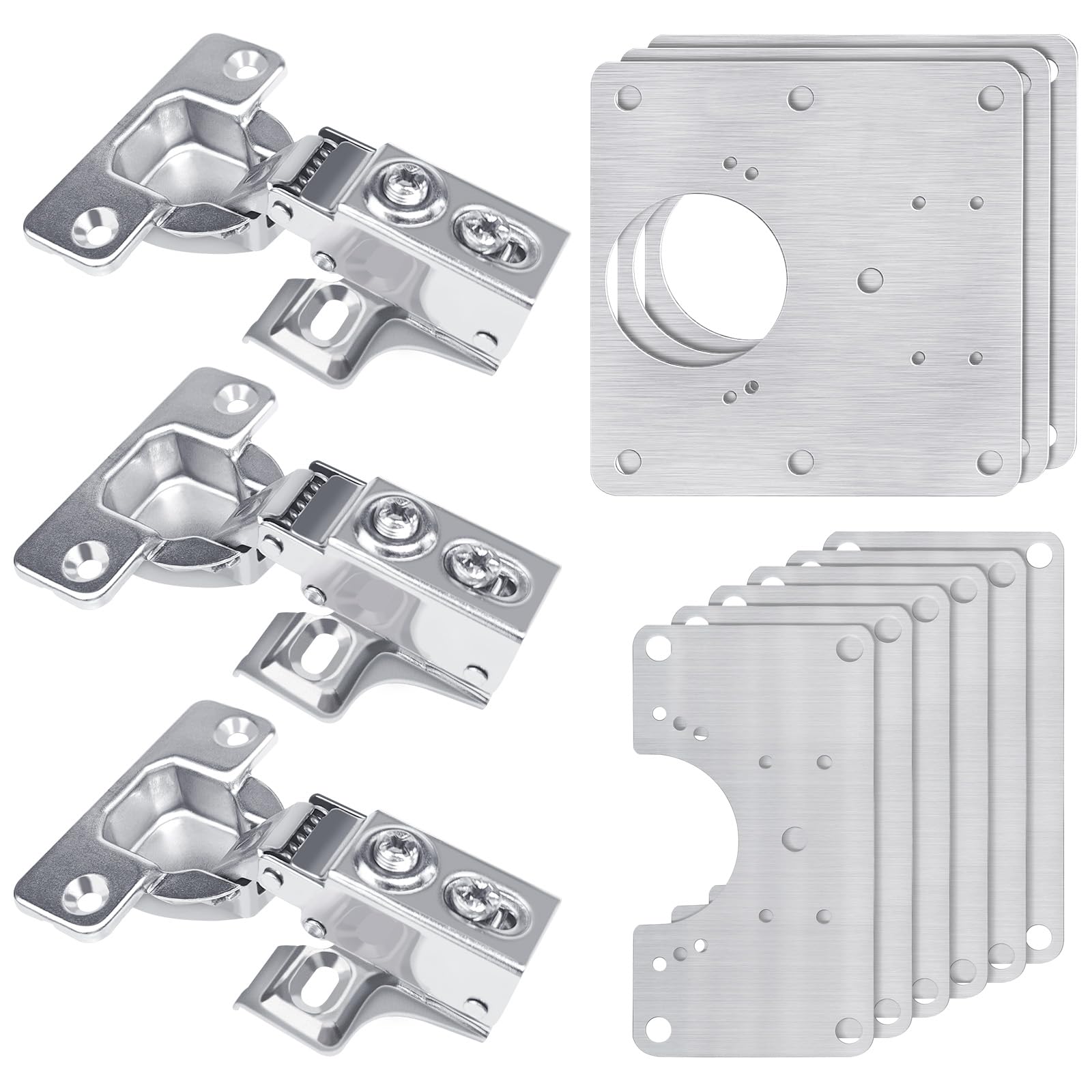 Photo 1 of 3 Pcs Cabinet Door Hinges, Cabinet Hinge Repair Plate Kit Fix Loose Sagging Cabinet Doors,Hinge Repair Plates for All Home Cabinets,Door Repair Kit Include(9 Repair Panels+3 Hinges+54 Screws) (3)