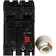 ABB Q-Line® THQL2150GFT2P 50A 240-Volts Double Pole Circuit Breaker • 50 Amp Double Pole Ground Fault Breaker with Self-Test • 120/240 VAC 2-Pole GFCI Breaker • Ground Fault Circuit Interrupter