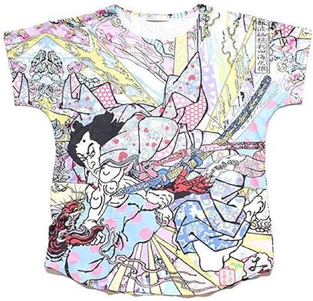 Amazon Co Jp ｔシャツ サムライtシャツ パステル 原宿系 派手 和柄 侍 浮世絵 お土産 青文字系 Acdcrag おもちゃ