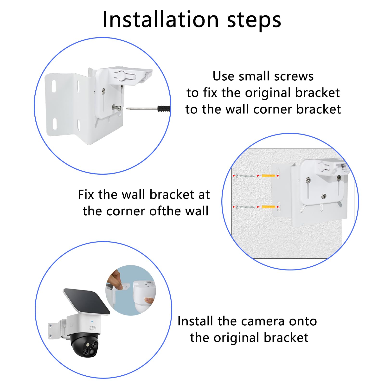 2 Pack Metal Mounting Corner Bracket for Security Camera, Metal Corner Mount Compatible with Eufy SoloCam S340/S330/E30 Surveillance Camera System for Outdoor and Indoor