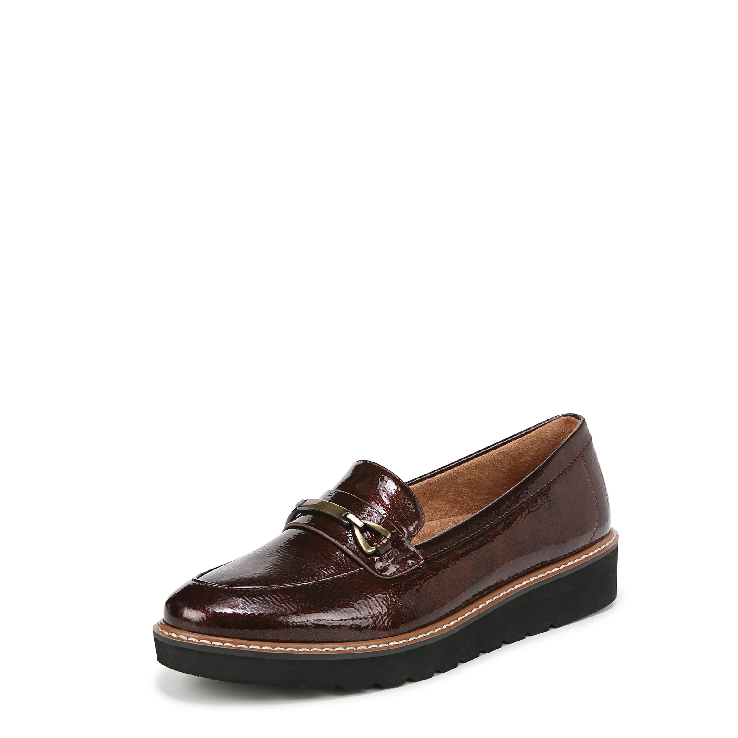 Naturalizer Womens Elin Platform Lug Sole Loafer Cinnamon Brown Patent 9.5 W