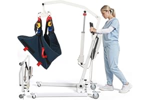 MEDIHOIST Electric Patient Lift, Foldable Patient Lift for Home Use, Portable Electric Patient Transfer Lift, 500lbs Electric Body Transfer Lift w/Commode Sling, Installation Free,Emergency Stop