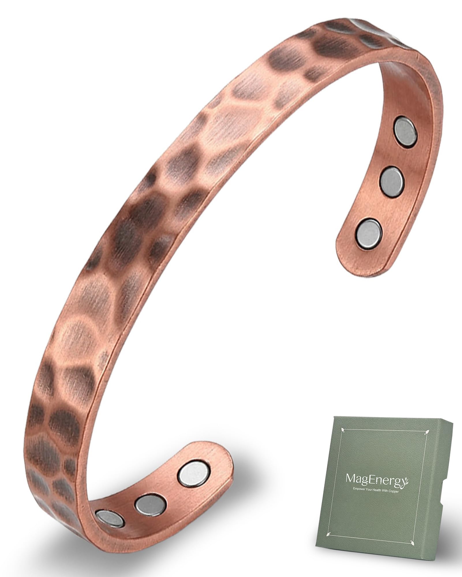 MagEnergy Copper Bracelet Women Men with 6pcs Magnets Adjustable Bracelet Jewelry Gifts for Lover on Anniversary Christmas