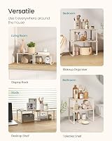 SONGMICS Spice Rack Set of 2 Expandable Shelf Organisers KCS020L01 Beige Cream view 5