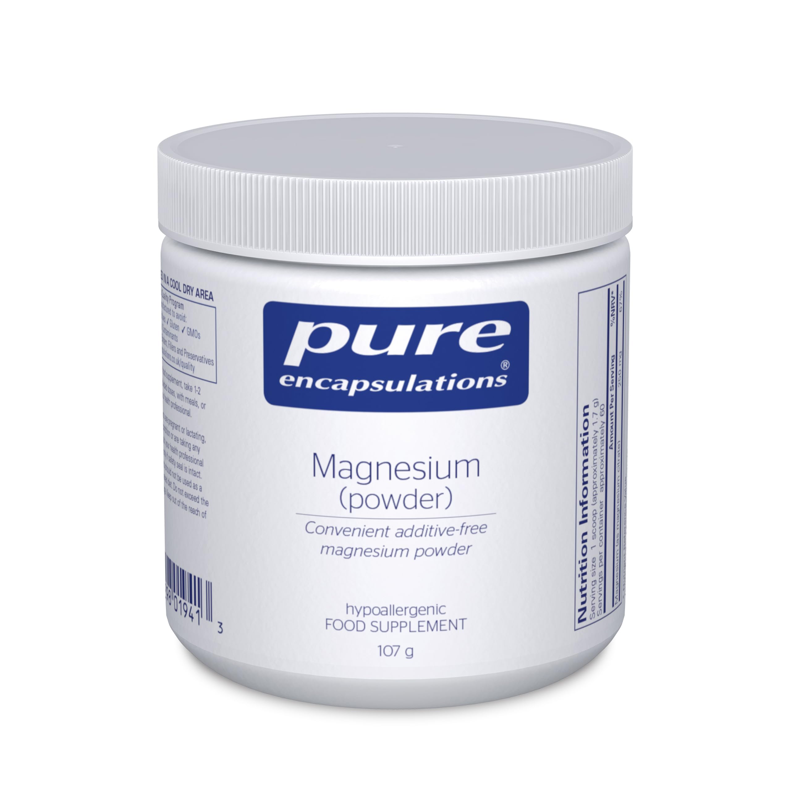 Pure Encapsulations Magnesium (Powder) 250mg - Bioavailable Magnesium Citrate Supplement - 107 Grams
