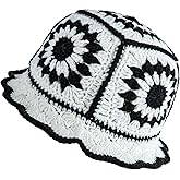 ANYSHOESll Crochet Bucket Hats for Women Cute with Ethnic Characteristics Knitted Hat Pretty Beach Little Hat