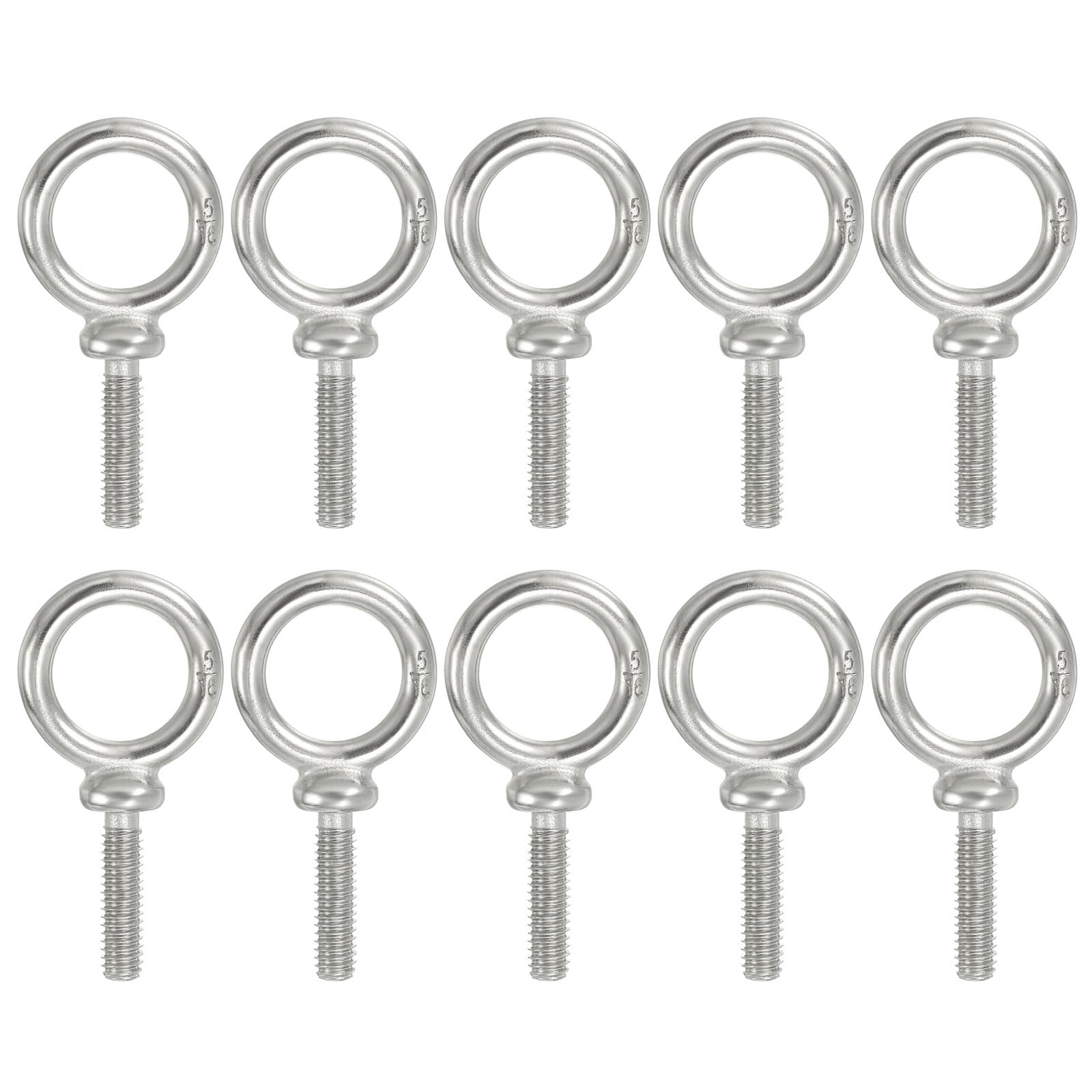 PATIKIL Lifting Eye Bolts UNC5/16"-18, 20 Pcs 304 Stainless Steel Marine Grade Machinery Shoulder Lifting Ring Threaded Eyebolt for Hanging Tie Down Strap, Silver