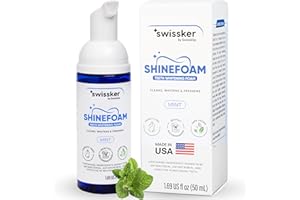 Swissker by Swissklip ShineFoam | Teeth Whitening Foam | Mint Flavor Whitening Toothpaste | Teeth Whitener I Professional Teeth Whitening Kit | 100% Vegan - Made in USA - 1.69 oz - Pack 1