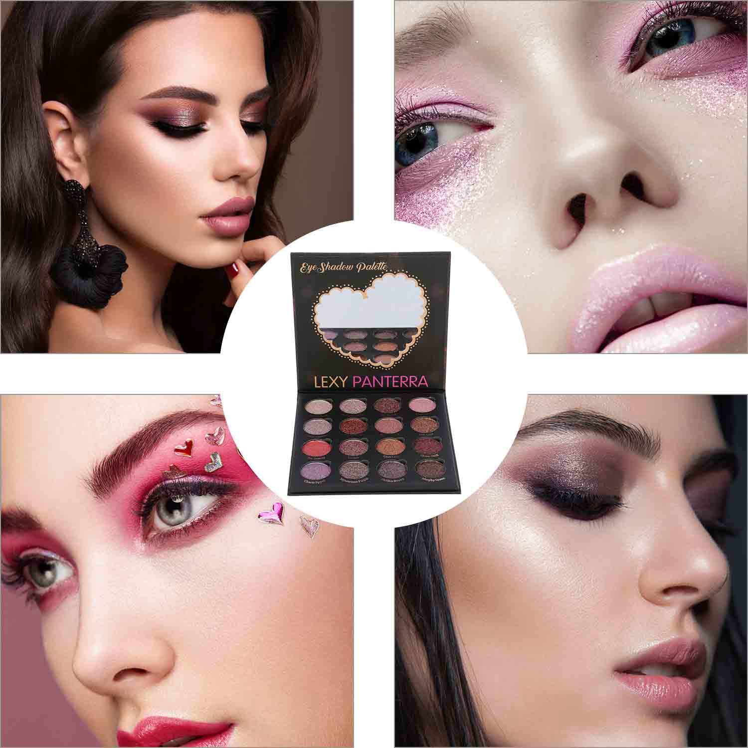 Kissfairy Pressed Glitter Eyeshadow Palette-Festival Version (16 Colors) Pigmented Shimmer Makeup Pallet Eye Shadows Cosmetic Set