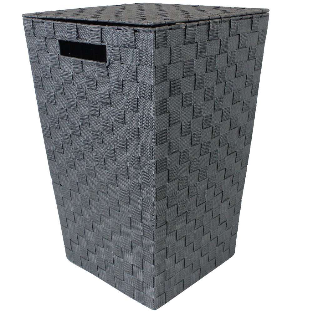 JVL Grey Tapered Laundry Basket with Inset Handles