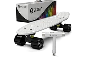 Skatro Mini Cruiser Skateboard. 22x6inch Retro Style Plastic Board Comes Complete