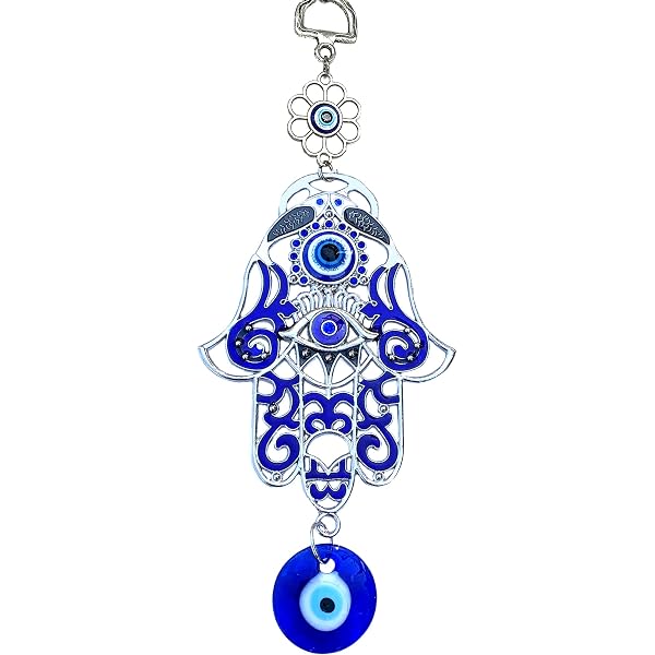 Luckboostium Silver Hamsa Hand Keychain With Amethyst & Evil Eye - Protection Charm For Home, Car, Gift - View #4