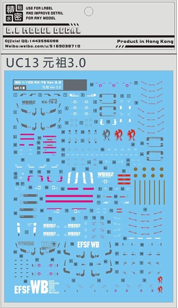 Amazon Com Decals Water Sticker Fits Bandai Mg 1 100 Rx 78 2 0 Gundam Ver 3 0 Model Gunpla Toys Games