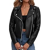 Ommiivex Women Leather Jacket Faux Cropped Coat Cute Short Zip Up for Casual Rock Concert Game Day Edgy Vintage Outfit