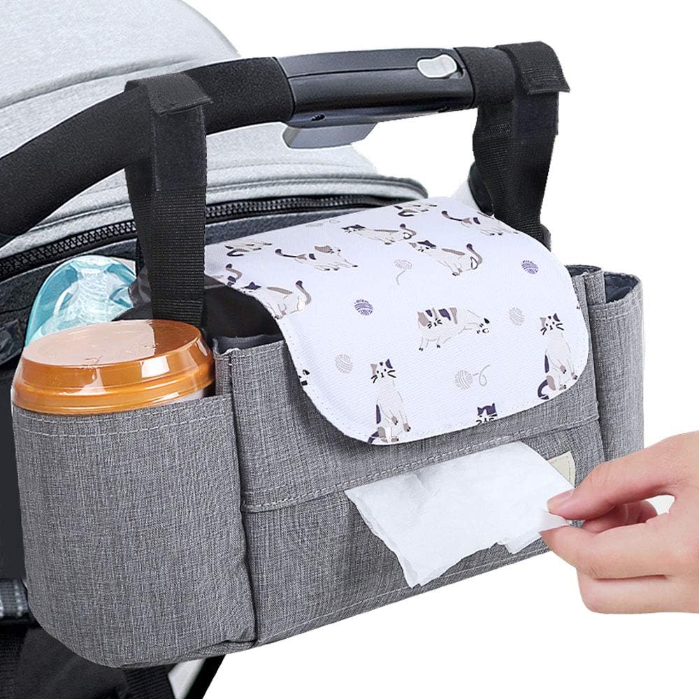 Aomola Stroller Organizer with cup holders,adjustable strap,3-in-1 large storage space for diapers,feeding bottles and cellphones