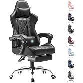 Homall Ergonomic Gaming Chair, Massage Lumbar &amp; Footrest Office Chair,Black | Faux Leather, Headrest, 300 Lbs Capacity, 90-135&deg; Recline, 360&deg; Swivel, Height Adjustable, Footrest &amp; Massage Lumbar Support