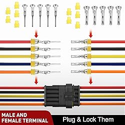 Nilight 220PCS 5 Pin Electrical Connector ‎Plug