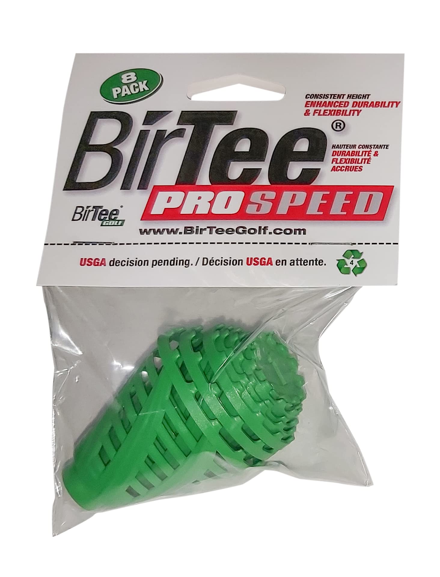 BirTee PRO Speed Golf Tees - Enhanced Durability, 8 Pack. Indoor/Simulator/Winter Tees. (Green)