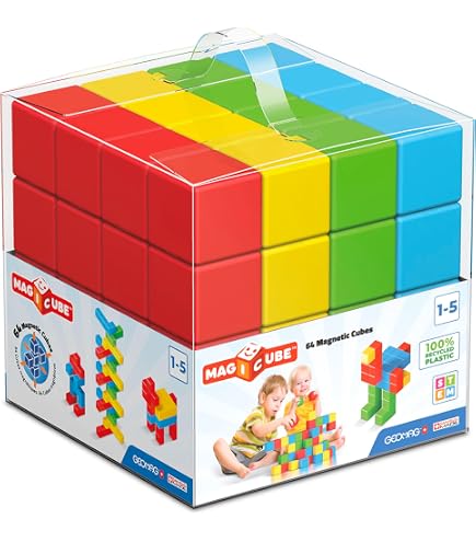 Blocs magnétiques - GEOMAG - Magicube 061 - 8 pièces - Empilables - Plastique recyclé