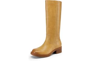 DREAM PAIRS Womens Knee High Boots Square Toe Platform Chunky Block Heel Banana Campus Boots for Women Comfortable Low Heel Side Zipper Womens Riding Tall Boots