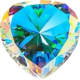 SWTHONY 60mm Crystal Diamond Paperweight Heart Shaped Glass Gems Big Fake Diamonds Paper Weights for Women Desk Wedding Centerpiece AB-Coated