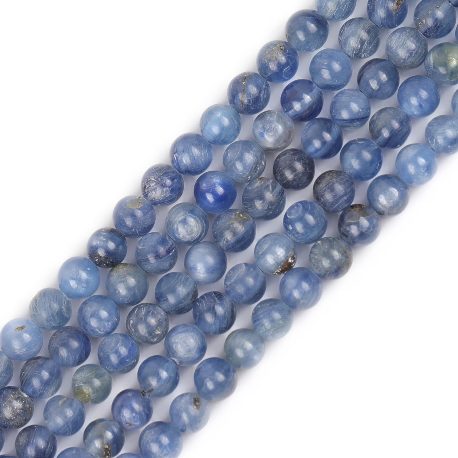 GEM-Inside Natural 4mm Blue Kyanite Round Gemstone Semi Precious Loose Beads for Jewellery Making 15''