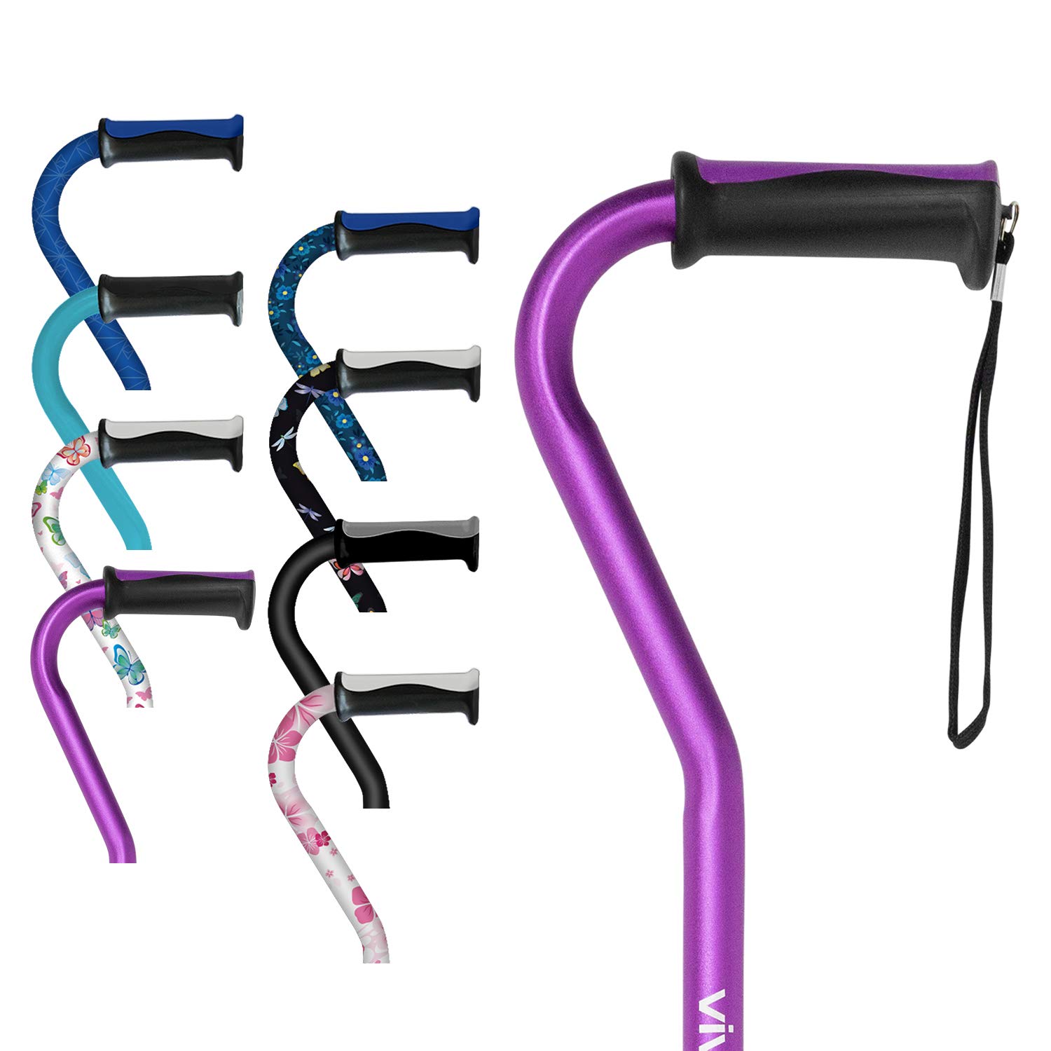 ViveWalking Cane for Women, Men, Elderly - Patented Offset Grip - Lightweight Adjustable Walking Aid with a Non-Slip Tip - Sturdy Balancing Mobility Aid for Seniors