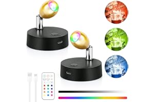 BGMONSTER Wireless SpotLight Indoor with Remote, 13 RGBW Uplights Indoor with Rechargeable Battery Operated, LED Accent Light with Timer＆Dimmable, Mini Spotlight Stick on Picture Light for Paintings Display