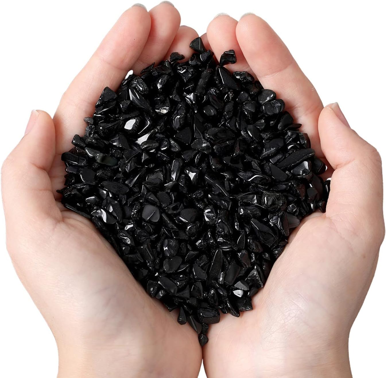 Indoor Fountains & Accessories - MAIBAOTA Natural Black Obsidian Crystal Chips Bulk 1 lb Small Tumbled Stones Crushed Crystal Quartz Pieces Decorative Stones for Vase Filler, Bottles, Crafts