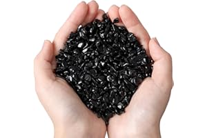 MAIBAOTA Natural Black Obsidian Crystal Chips Bulk 1 lb Small Tumbled Stones Crushed Crystal Quartz Pieces Decorative Stones for Vase Filler, Bottles, Crafts