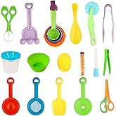 Hiawbon 20PCS Sensory Bin Tools, Sensory Sand Tool Set, Sensory Bin Filler Scooper Set, Bin Scoops Plastic Tweezers Tongs Cups Scissors Clip for Counting Sorting Hammering Pounding