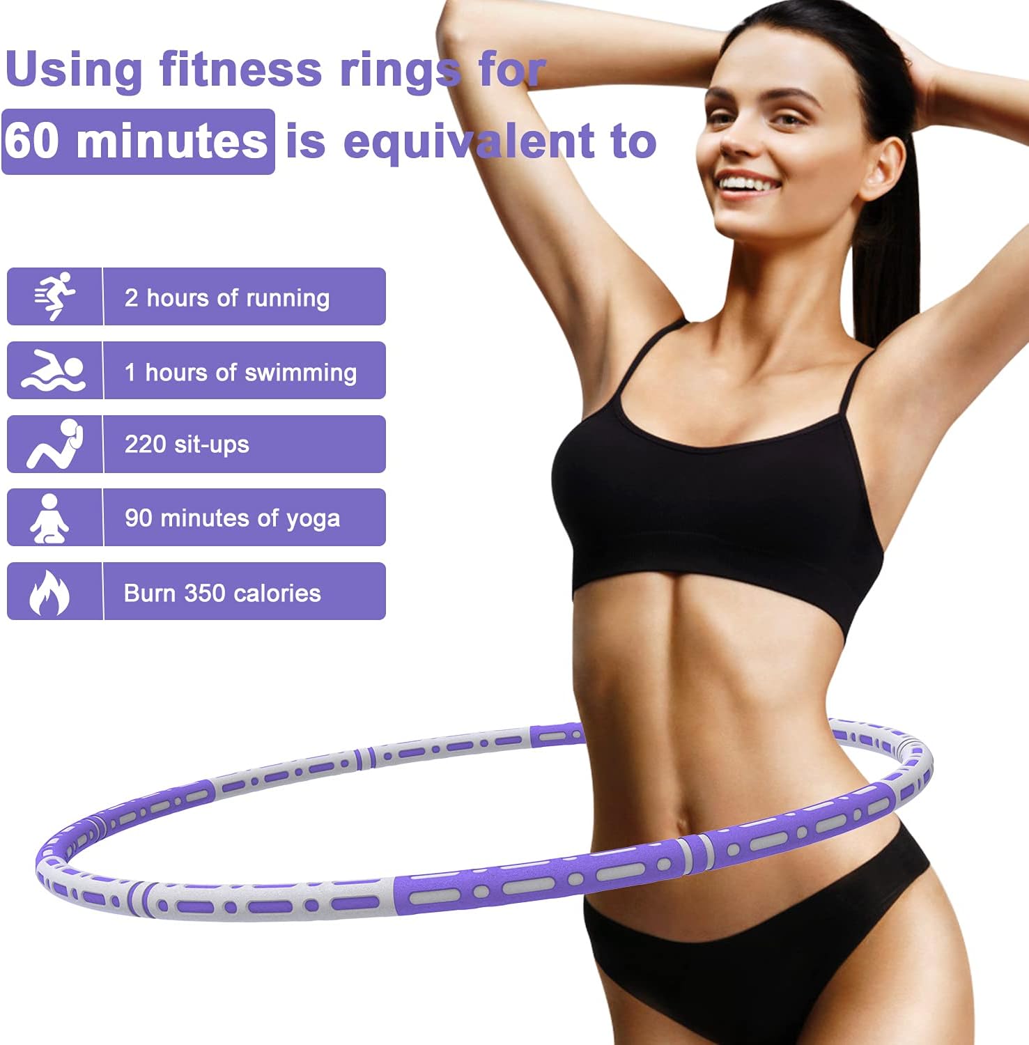 RIRGI Exercise Hoop for Adults Weighted Fitness Hoop, Exercise Circle Pilates Circles 6 Section Detachable Weighted Circle and 2lb Adjustable Weight Pilates Hoop for Men and Women : Sports & Outdoors