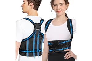 POTENSGO Back Brace Posture Corrector for Women & Men: Adjustable Full Back Support, Shoulder Straightener, Upper & Lower Back Pain Relief - Scoliosis, Hunchback, Hump, Thoracic, Spine Corrector (Medium)