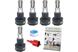 CANVINO 5PCS Pig Waterer Nipples, Automatic Pig Waterer for Barrel, Stainless Steel Pig Waterer System with Water Tank Connector, Hole Saw and PTFE Tape