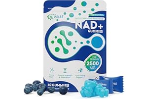 NIUSISE NAD Gummies Sugar Free, NAD+ Supplement with Liposomal Nicotinamide Riboside, Resveratrol, Quercetin, NAD Supplement for Anti-Aging, Energy, Cellular Health, Blueberry Flavor, 60 Gummies