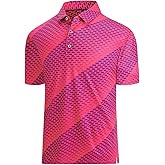 Hodaweisolp Golf Shirts for Men Dry Fit Print Moisture Wicking Performance Short Sleeve Polo Shirt