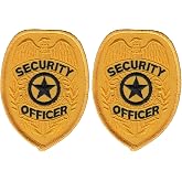Security Officer Guard Badge Patch, Gold Embroidered Oval, 2 Pack, Durable Uniform Patch for Security Guards
