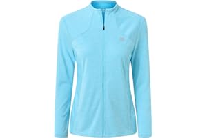 MoFiz Women's Full Zip Hiking Shirt Lightweight UPF 50+ Sun Protection Running Jacket Long Sleeve Sports Outdoor Top Pocket
