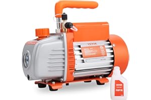VEVOR 1/5 HP Single Stage Vacuum Pump, 3.5 CFM, 120V AC Air Conditioning Conditioner Vacuum Pump, 1/4" SAE Male 1/2" Acme Mal