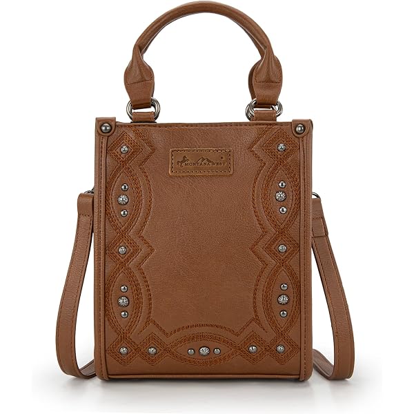 Justin West Western Brown Purse With Floral Buckle - Concealed Carry Handbag With Wallet