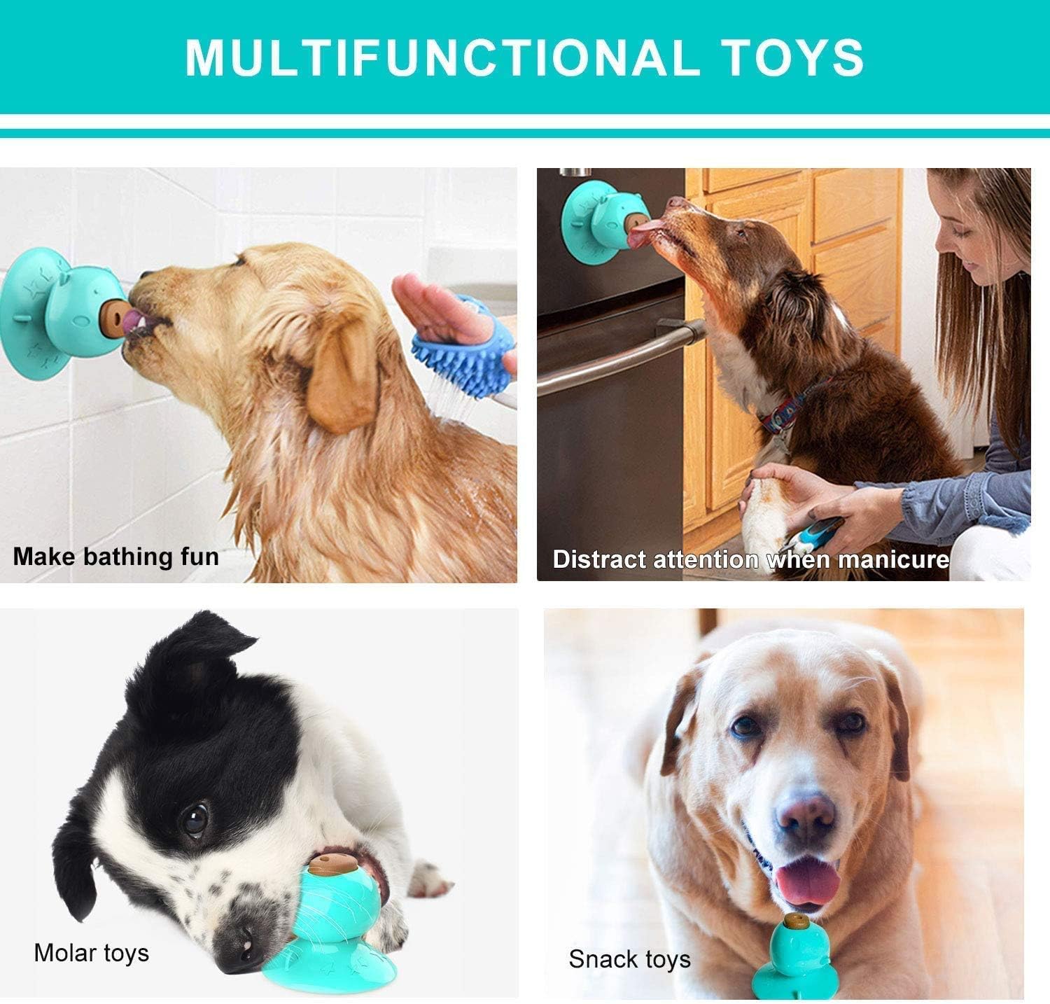 Xnelly Dog Chew Toy, Suction Cup Dog Toy, Dog Lick Molar Toys Slow Feeder for Dog Bathing, Grooming, and Dog Training with 3 Pcs Dog Treats - Image 4