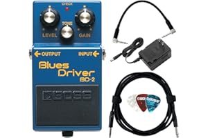 Boss BD-2 Blues Driver Bundle with Power Adapter, Gearlux Instrument Cable, Patch Cable, and Picks