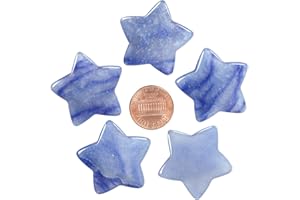 mookaitedecor Set of 5 Star Shape Healing Crystal Pocket Palm Stones, Polished Worry Stone for Reiki Chakra Balancing, Jewelry Making, Home Decoration, Blue Aventurine